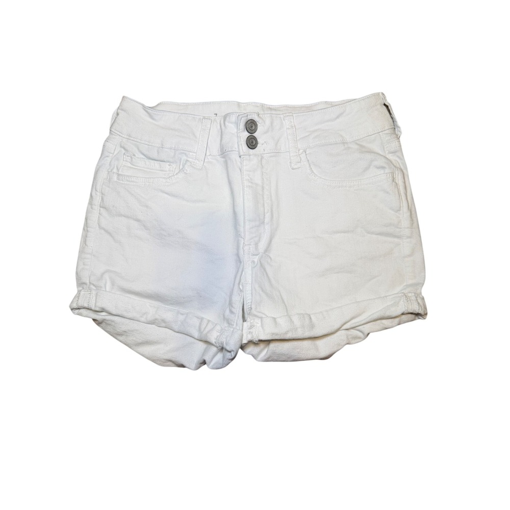 White High Rise Shorts Double Button Stretch Summer Casual Size 7